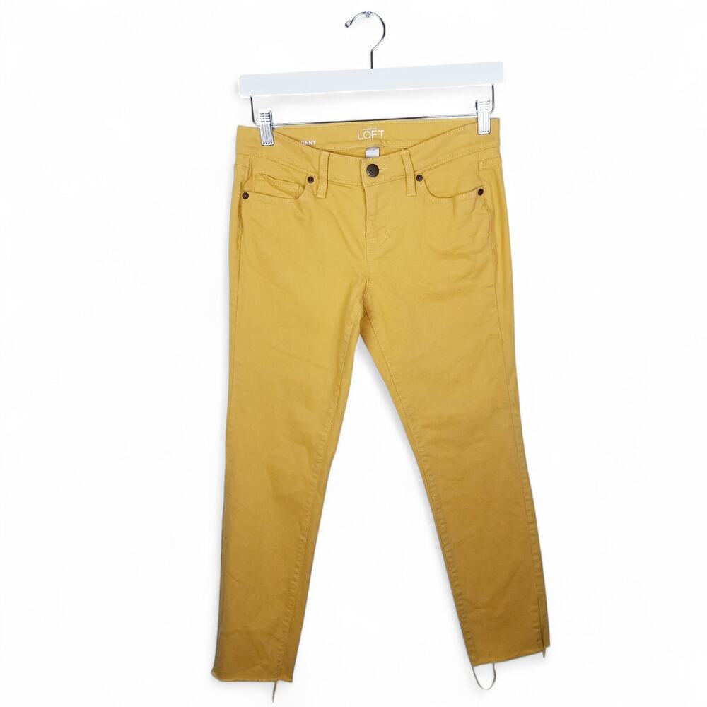 ANN TAYLOR LOFT FACTORY Modern Skinny Raw Hem Jeans Yellow Gold - Size 4P - Picture 2 of 7